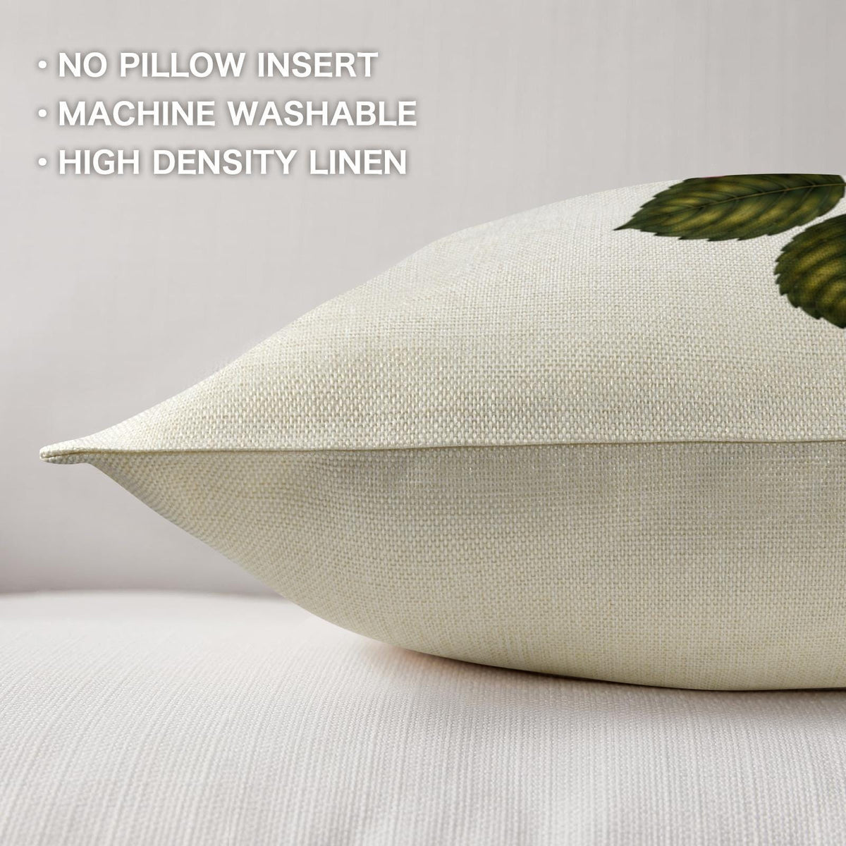 Pillow Covers-1-Pink Rose-18" x 18"-Linen & Polyester Ivory-2 Pack